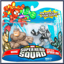 Rhino & Spider-Man (Spider-Armor) from Marvel Super Hero Squad - Series 13 manufactured by Hasbro [Front]