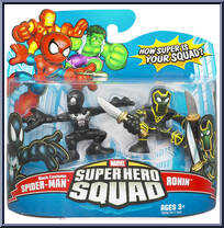 Spider-Man (Black Costume) & Ronin from Marvel Super Hero Squad - Series 11 manufactured by Hasbro [Front]