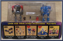 Superman Kryptonian Battle Suit vs. Lexoskel-5000 from Microverse - Superman manufactured by Kenner [Back]