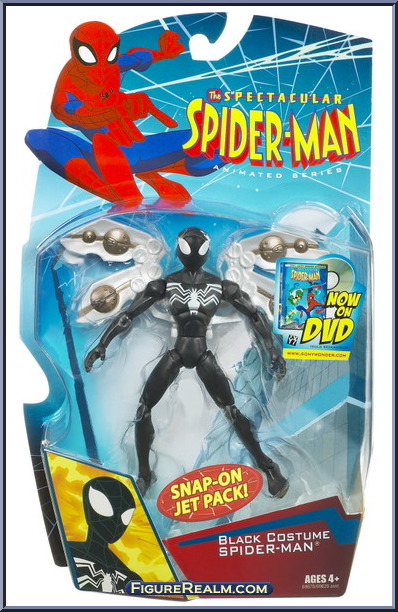 Spider-Man (Black Costume) (Snap-On Jet Pack) - Spectacular Spider-Man  (Animated) - Basic Series - Hasbro Action Figure