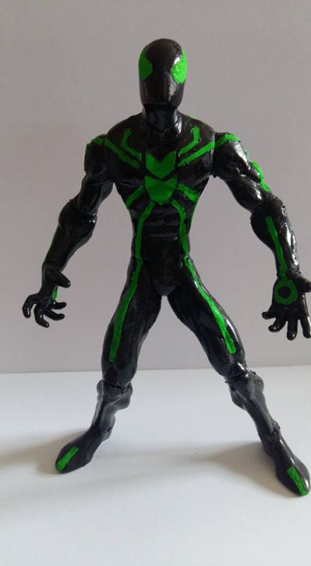 black and green spiderman action figure